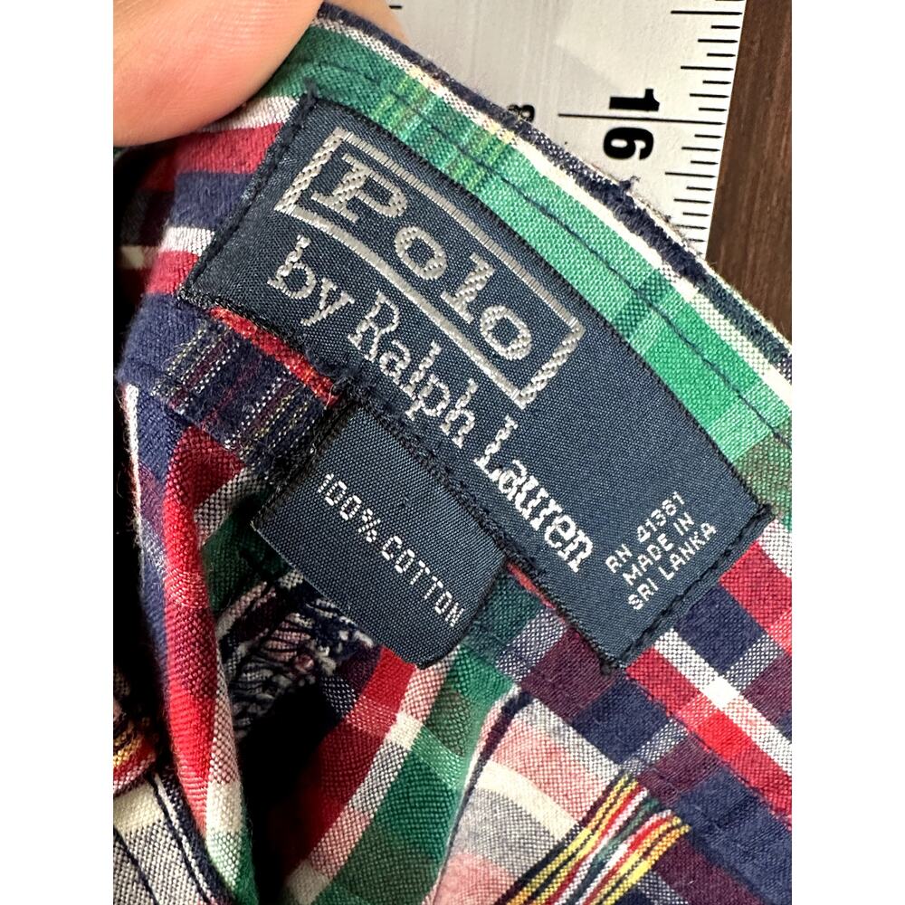 Polo‎ Ralph Lauren Plaid Cargo Shorts Lightweight Multicolor Mens 42 Vintage - Picture 7 of 9